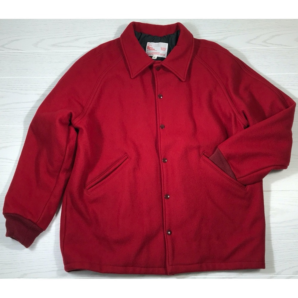 Vintage Matt's Jackets Varsity Jacket Men XL Red Wool Button Snap Pockets Lined